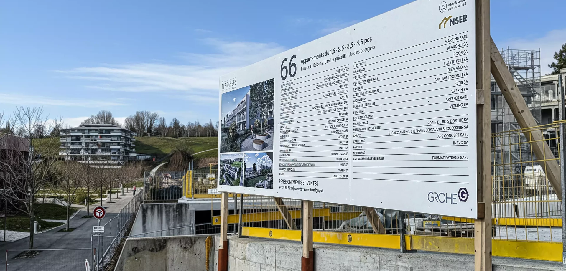 Découpe, impression et pose de panneau de chantier personnalisé dans le canton de vaud, par stick-up.ch