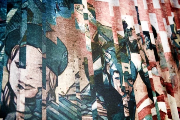 détail de la texture d'une tapisserie imprimée